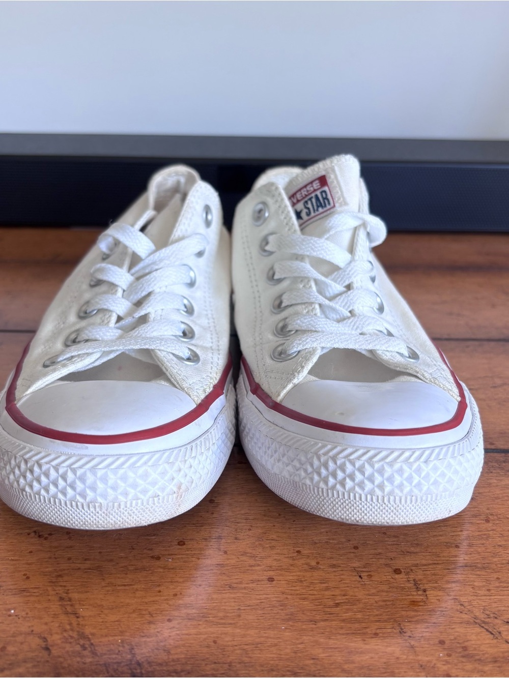 Converse Unisex Low-Top Canvas Sneakers in Off-White with Red Trim - Picture 4 of 10